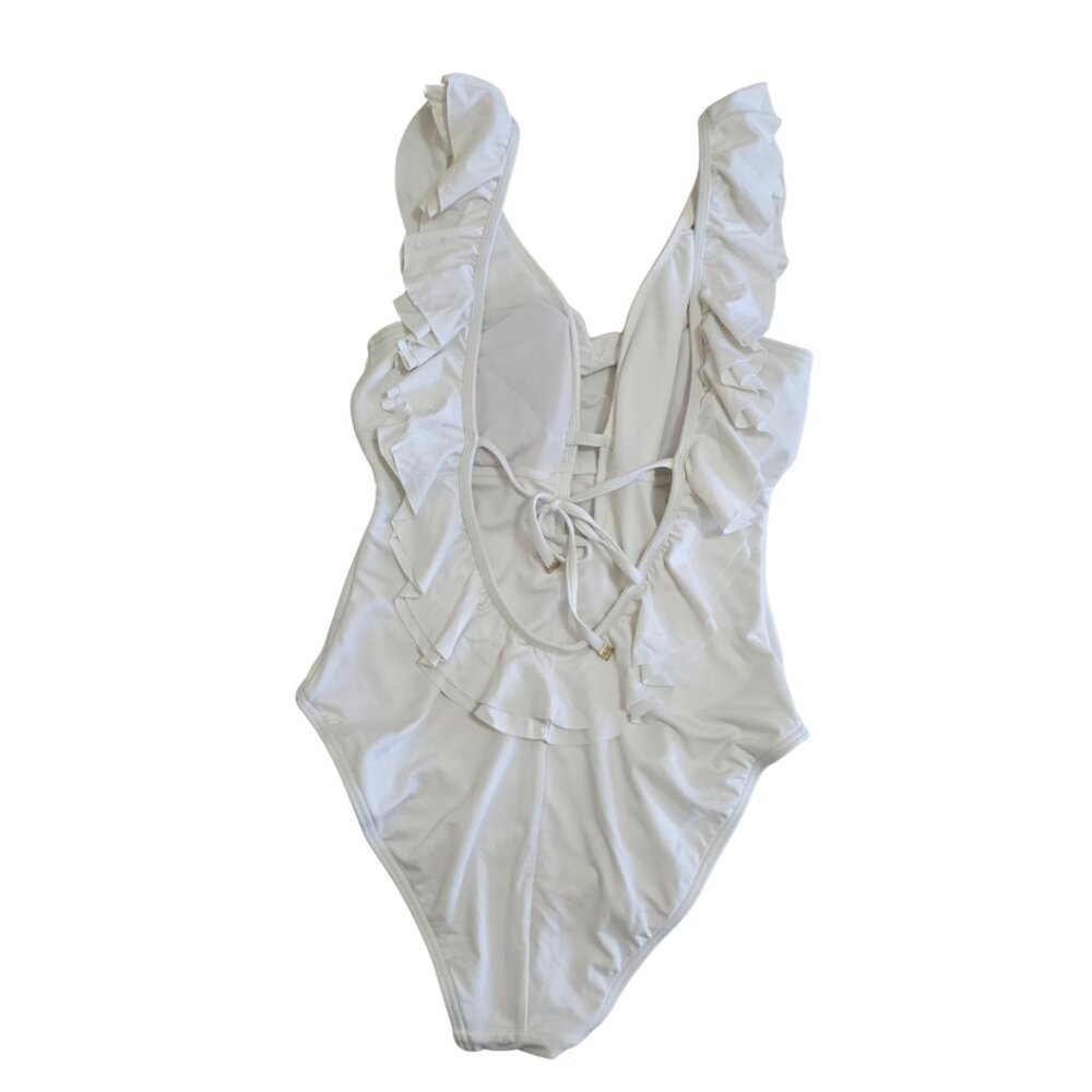 Michael Michael Kors Solid White Ruffle One Piece… - image 5
